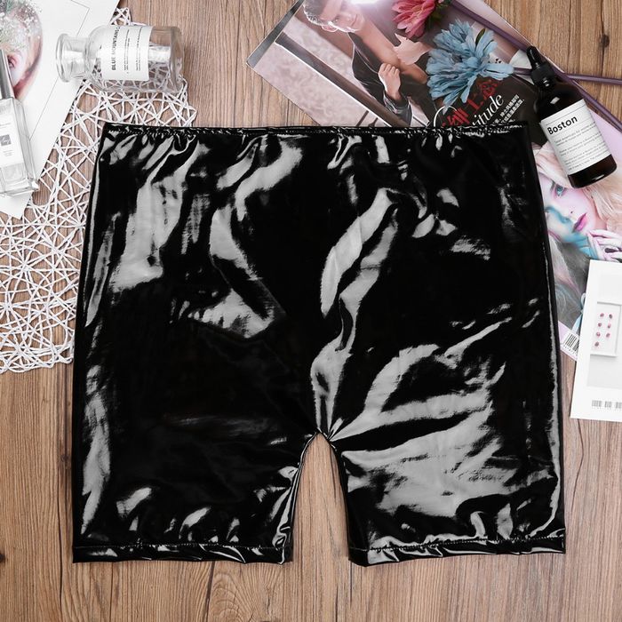 Męskie Lateksowe Bokserki Z Otworem Bermudy z Dziurką LATEX - M