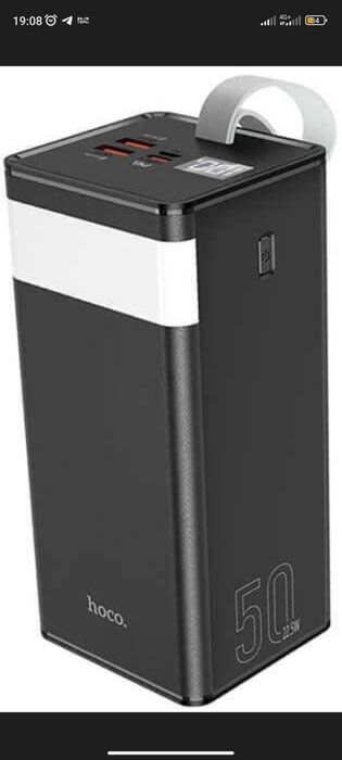 Повербанк 50000mAh 22.5W Hoco Powerful J86A Type-C 2USB з ліхтарем Bla