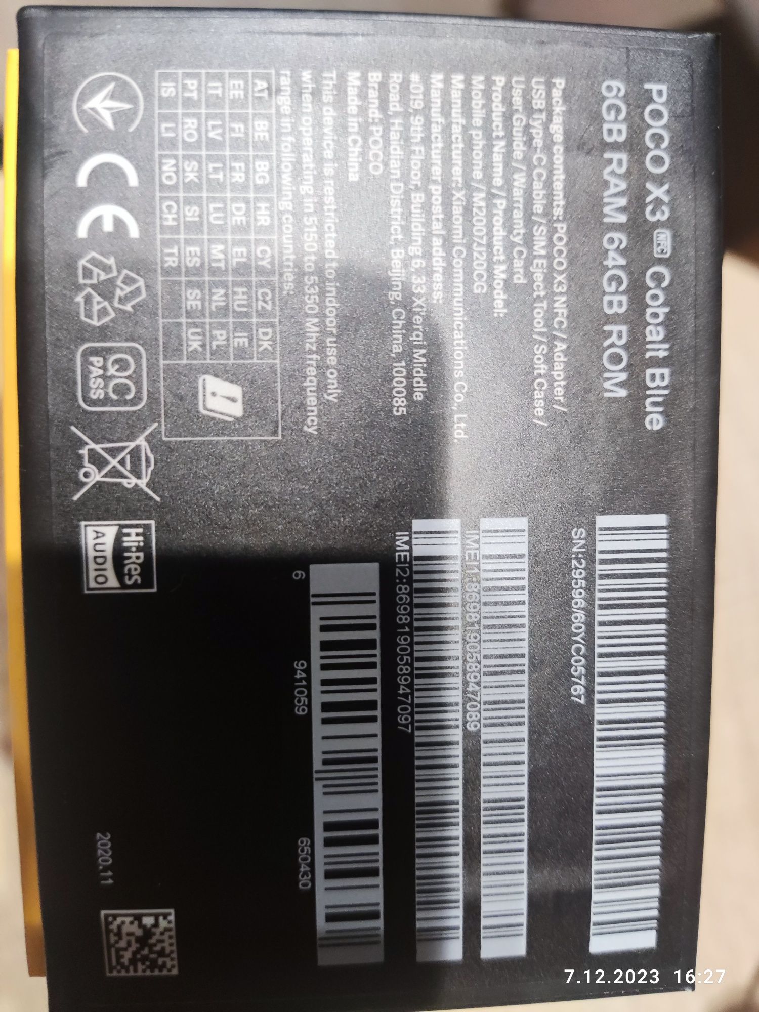 Smartfon POCO X3 NFC