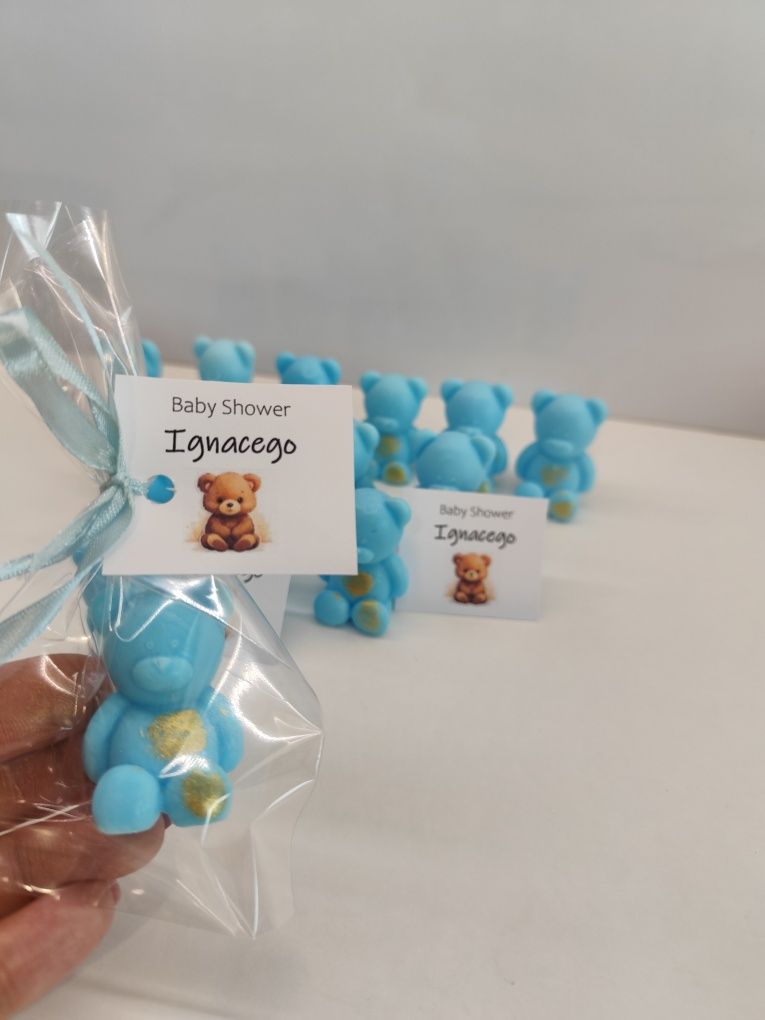 Podziękowania dla gości mydełka misie chrzest baby shower komunia rocz