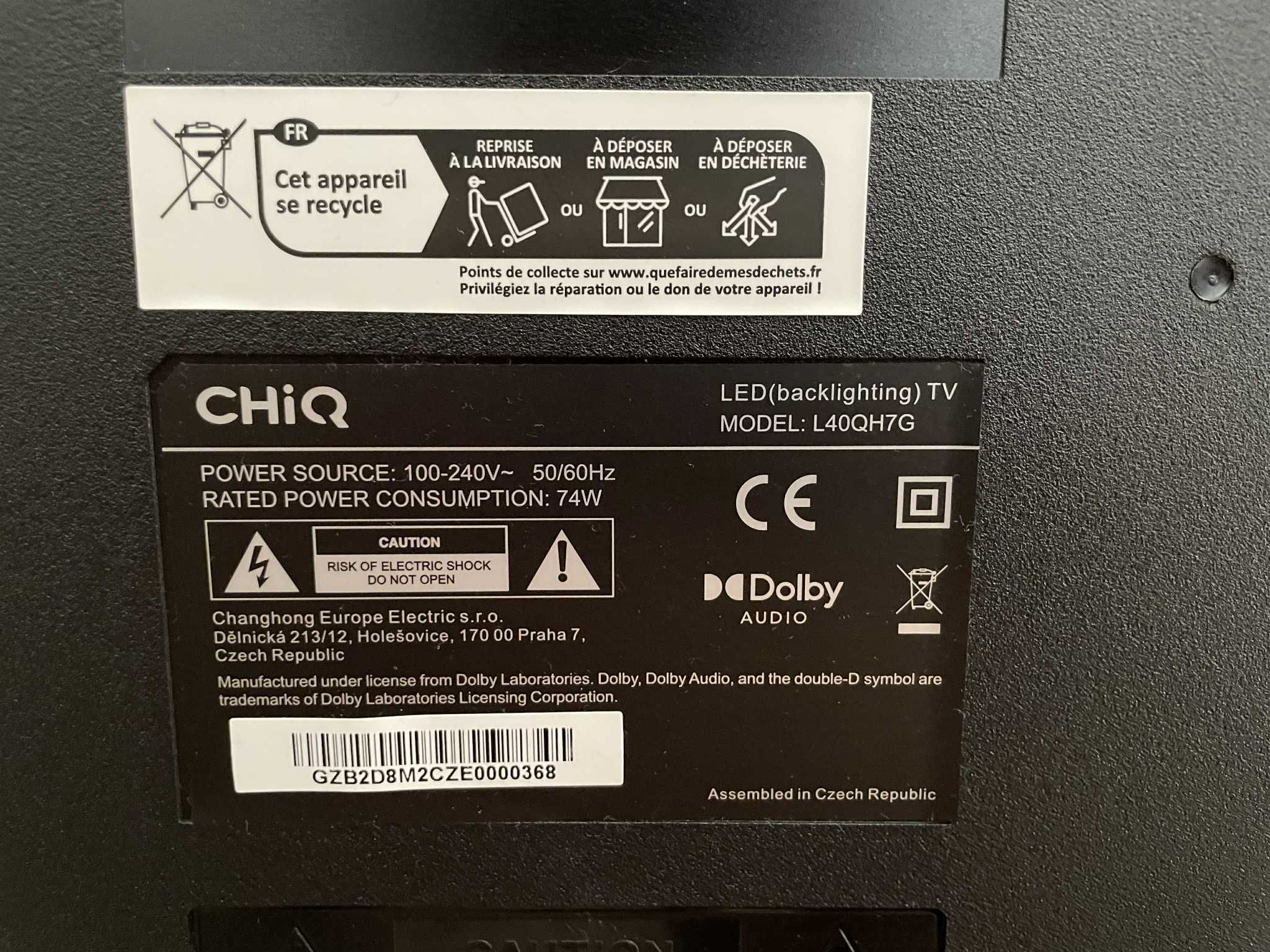 Telewizor QLED CHiQ  40" Smart TV GoogleTV DVB-T2 na Gwarancji