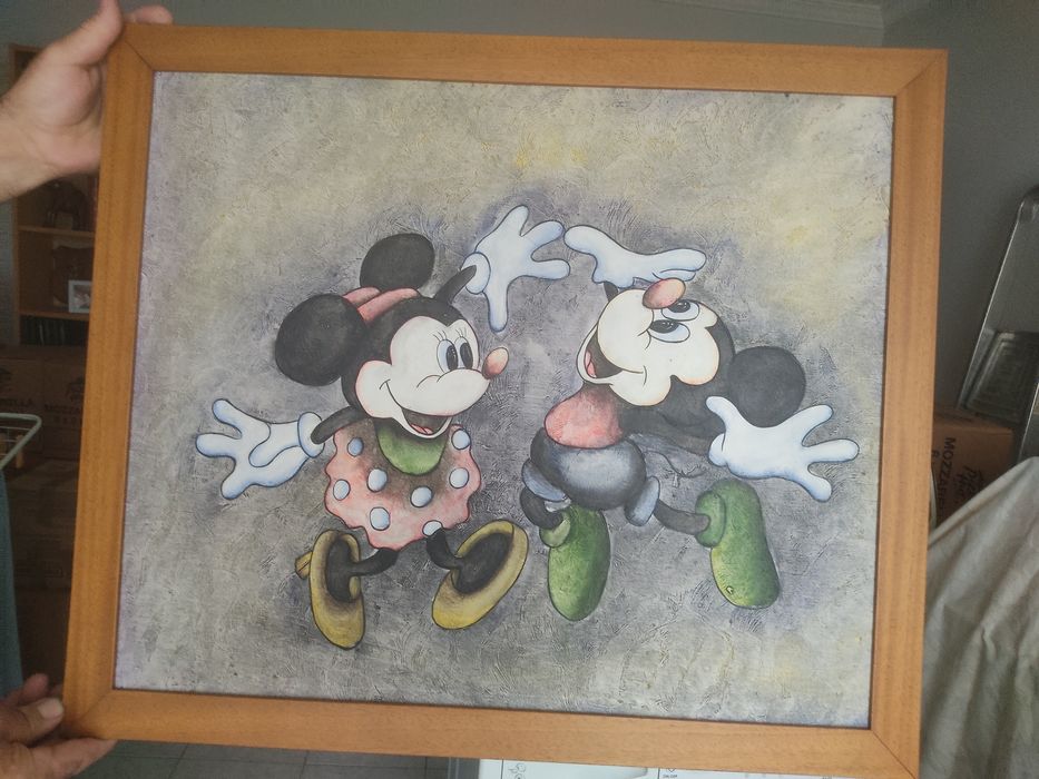 Quadro a óleo do Mickey e da Minnie