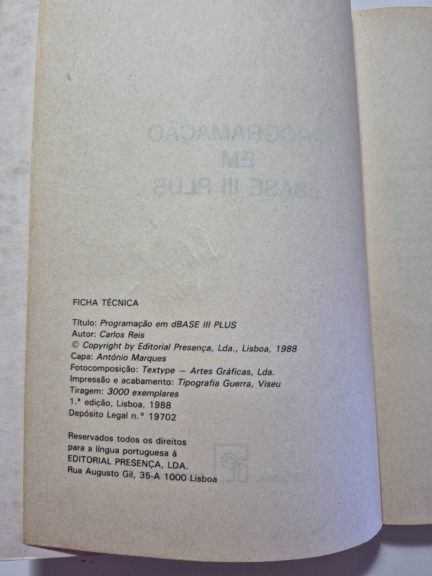 Livro "Programação em dBase III Plus", de Carlos Reis