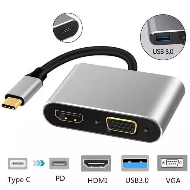 Адаптер Type-C - HDMI USB Hub ЮСБ хаб 3 в 1 Ідеальний для MacBook