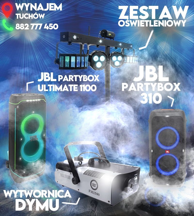 Wynajem głośnika JBL PartyBox 310+2 mikrofony do karaoke / OŚWIETLENIE