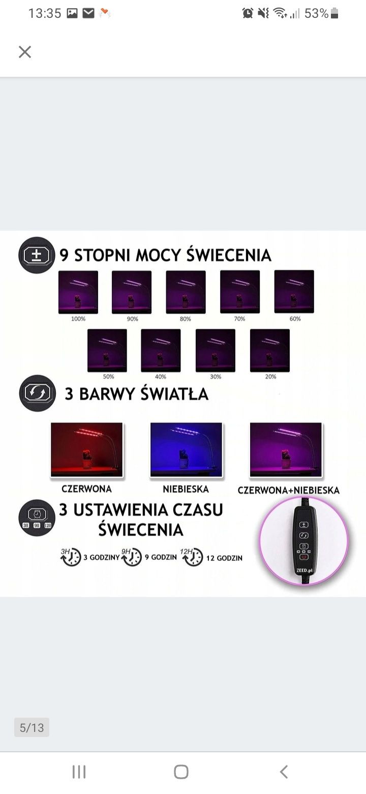 LAMPA LED 2szt. Czyli 4 ramiona do uprawy roślin GROWBOX Podwojna 20W