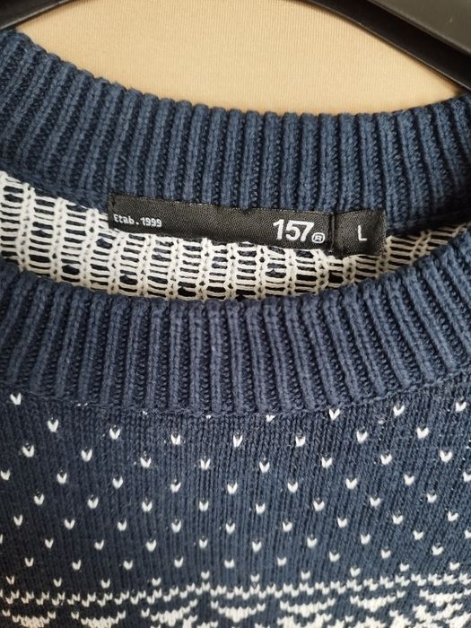R.L granatowy sweter męski we wzory zimowy święta