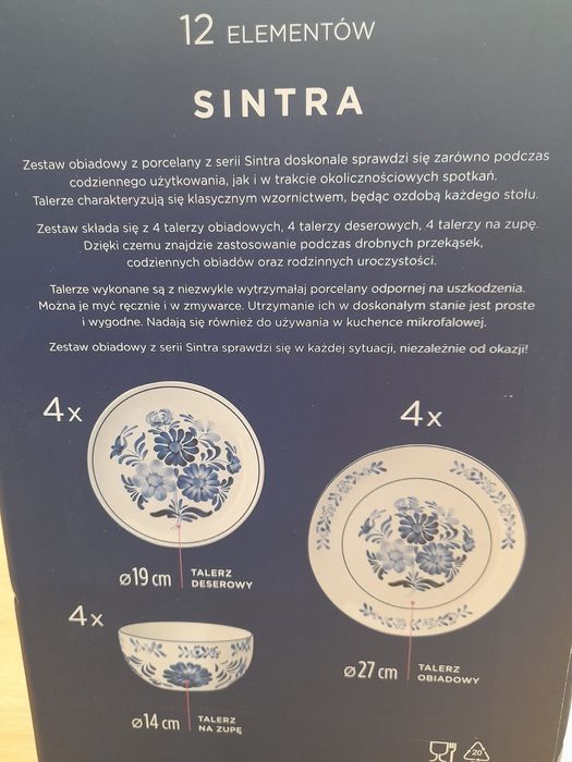 Zestaw obiadowyz porcelany mg 12 elementów