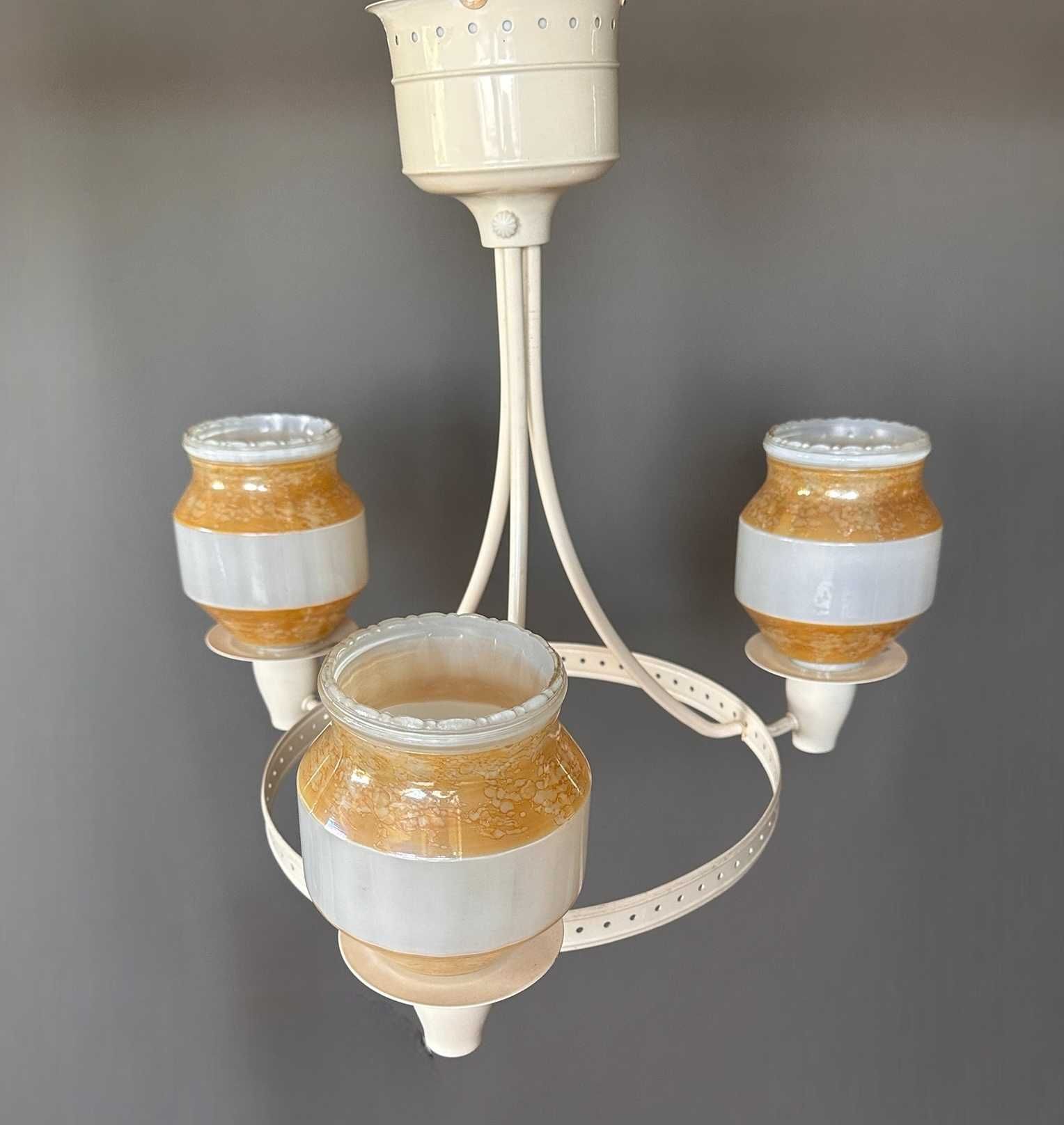 Żyrandol Vintage, schabby chic lampa romatic, boho 3 punktowa biały