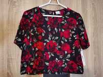 Gina tricot top bluzka krótki w róże damski