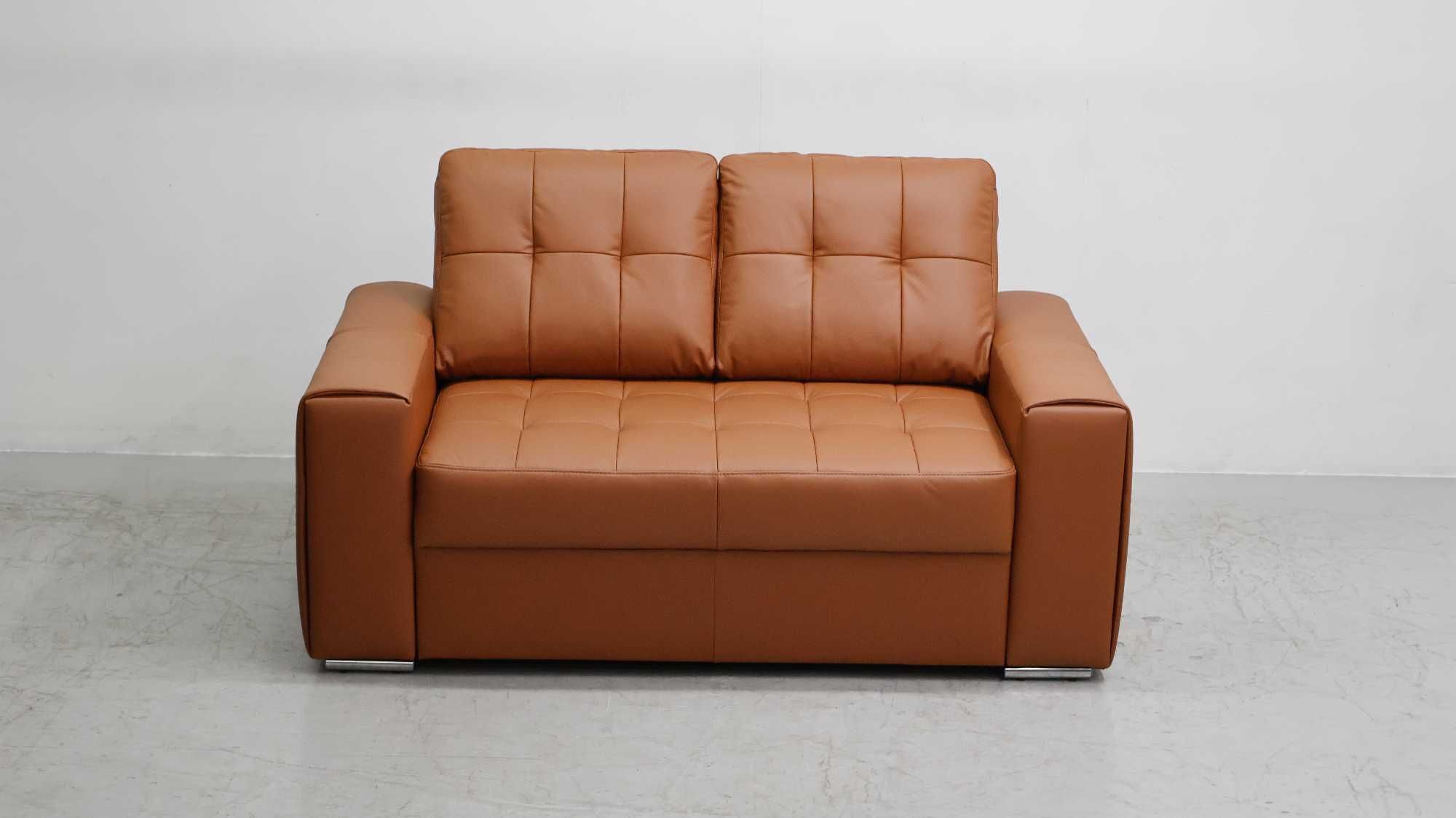 2 os sofa, kanapa, karmelowa SKÓRA naturalna 3999 skóra Madras brąz