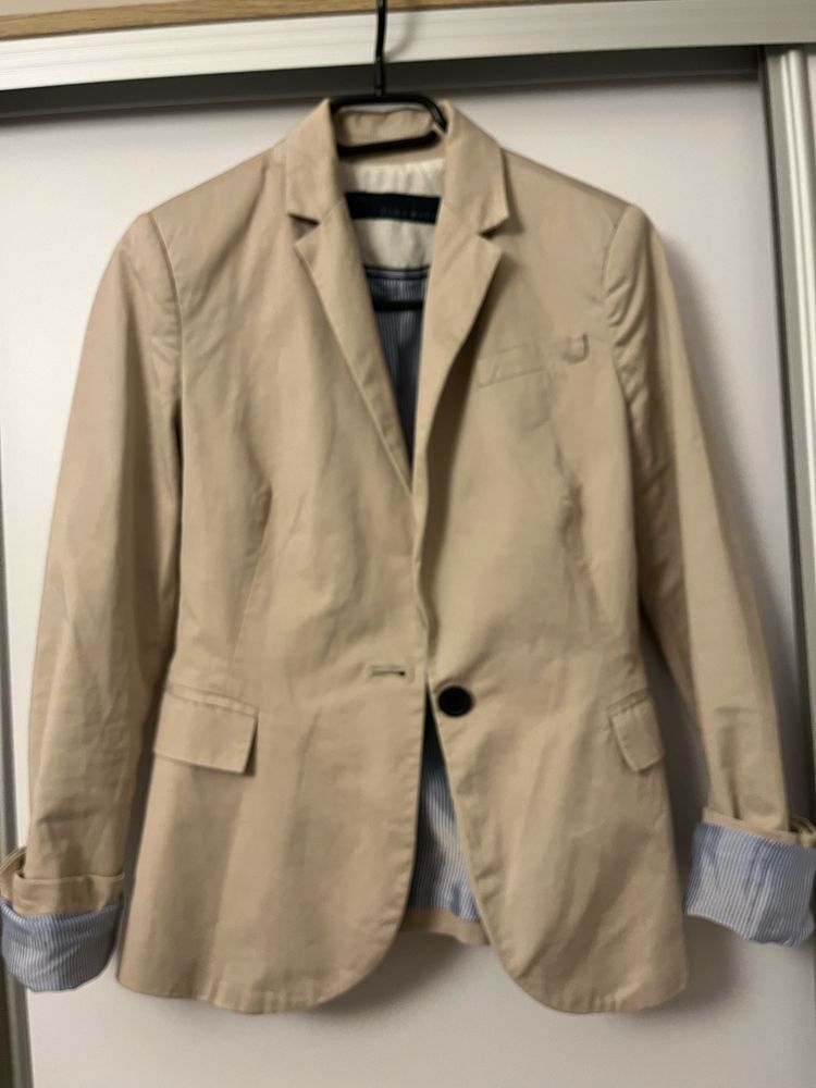 Żakiet cieply jasny  beż marynarka damaska Zara women xs 34
