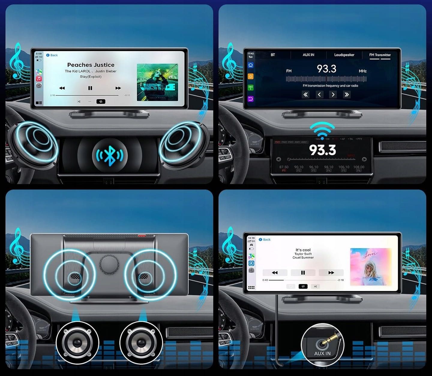 Radio Samochodowe Bluetooth Android Auto CarPlay 9,3" USB sd aux