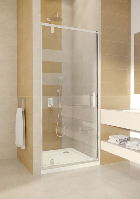 Drzwi prysznicowe 80 szklane, aluminium