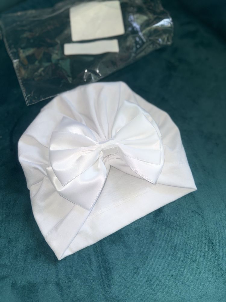 Czapeczka do chrztu, turban niemowlęcy