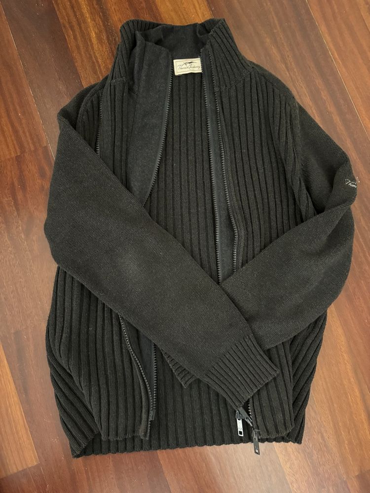 Casaco malha Burberrys cinzento escuro com 2 fechos- tamanho M