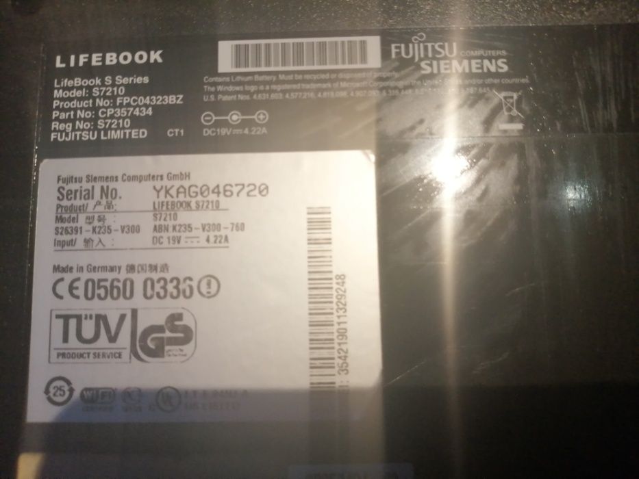 Laptop Fujitsu Siemens Lifebook S7210