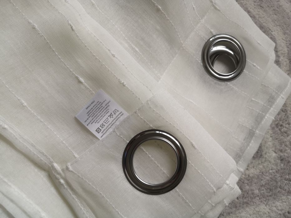 Zestaw 2 firanek na przelotkach ecru nowe