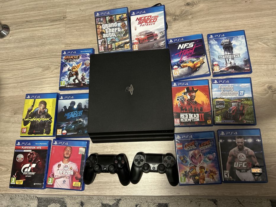 Ps 4 pro 1tb 4k zestaw konsola +13 gier 2 pady
