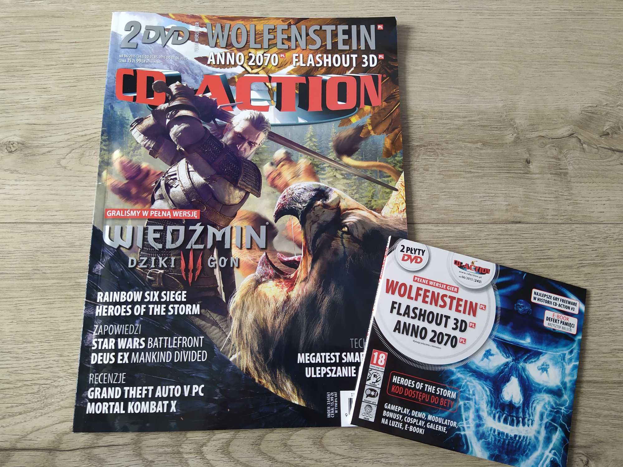 CD-ACTION NR 06/2015 (243) + Wolfenstein [PC] Okładka Wiedźmin 3