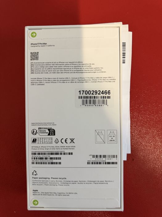 Iphone 17 pro Max Silver 256GB  (Prateado) 256GB selado!