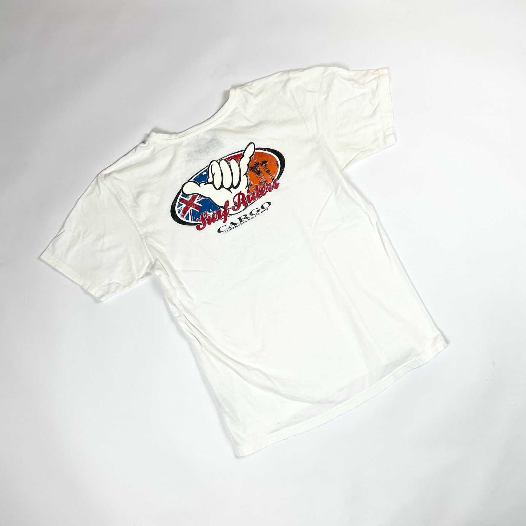 Vintage "surf riders" white T-shirt koszulka z dużym retro nadrukiem