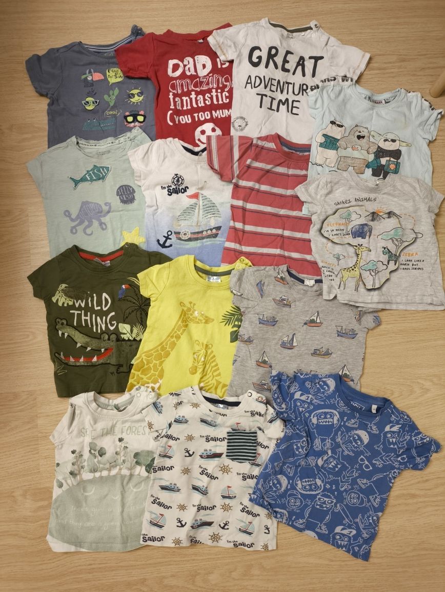 14 koszulek t-shirt bluzek z krótkim rękawem 74-80