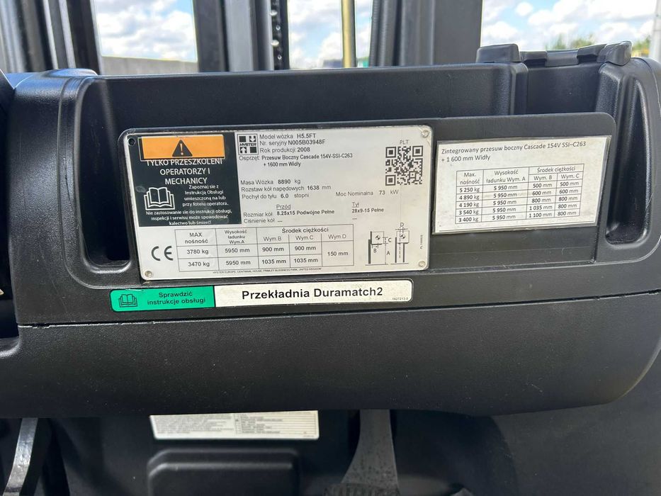 Wózek widłowy Hyster 5.50 FT 5500 kg x 600 mm, ON 5950 mm, cena brutto