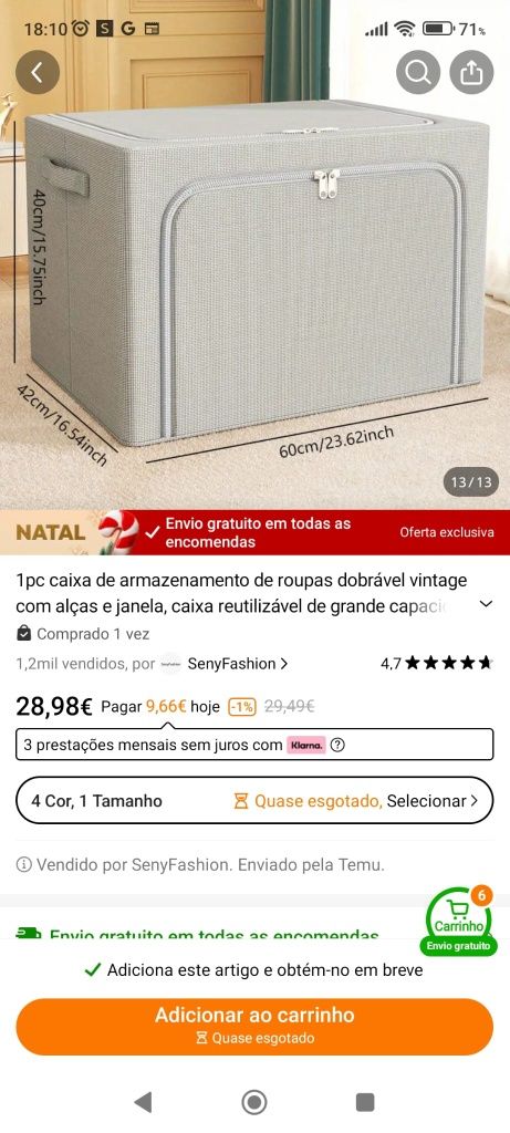 2 caixas de armazenamento de roupas dobráveis