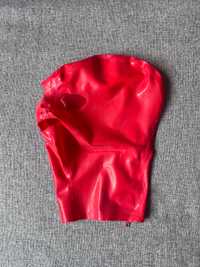 877/ODRĘKI S czerwona maska latex lateks 0.4 mm zamek Foto Sesja Teatr