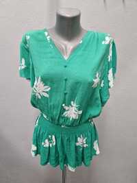 Damska zielona bluzka w białe kwiaty Marks&Spencer 38