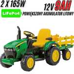 Traktor PEG-PEREGO John Deere z przyczepką + AKU LiFePo4! Długi czas!