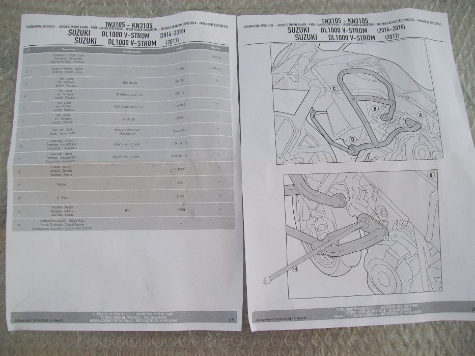 TN3105 GIVI gmole silnika Suzuki DL1000 V-Strom (14>19) PARAGON lub FV