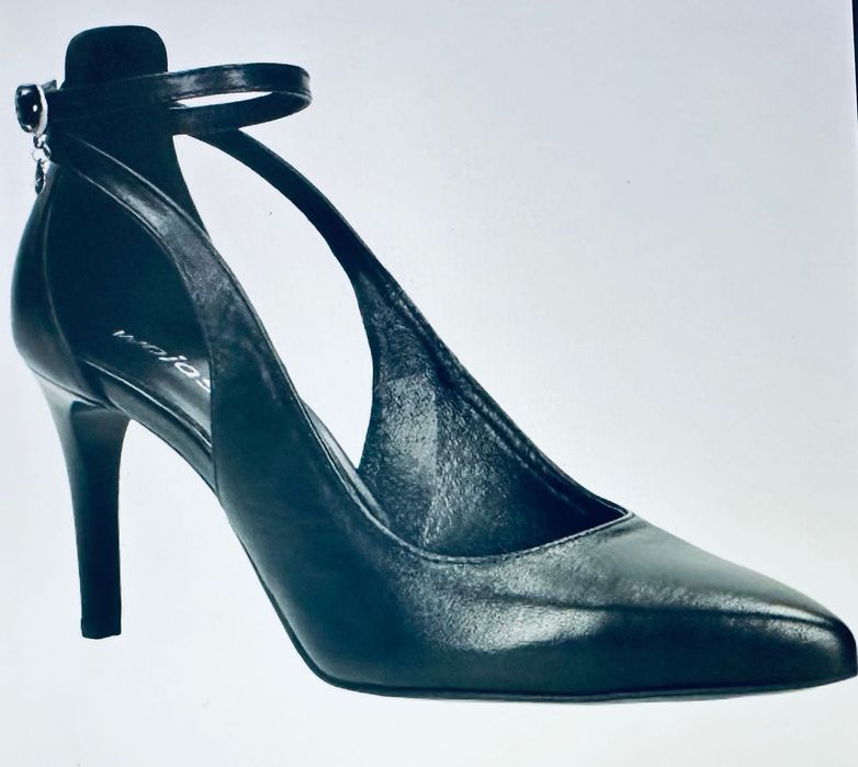 Czółenka skórzane , eleganckie na szpilce WOJAS czarne r.37,5