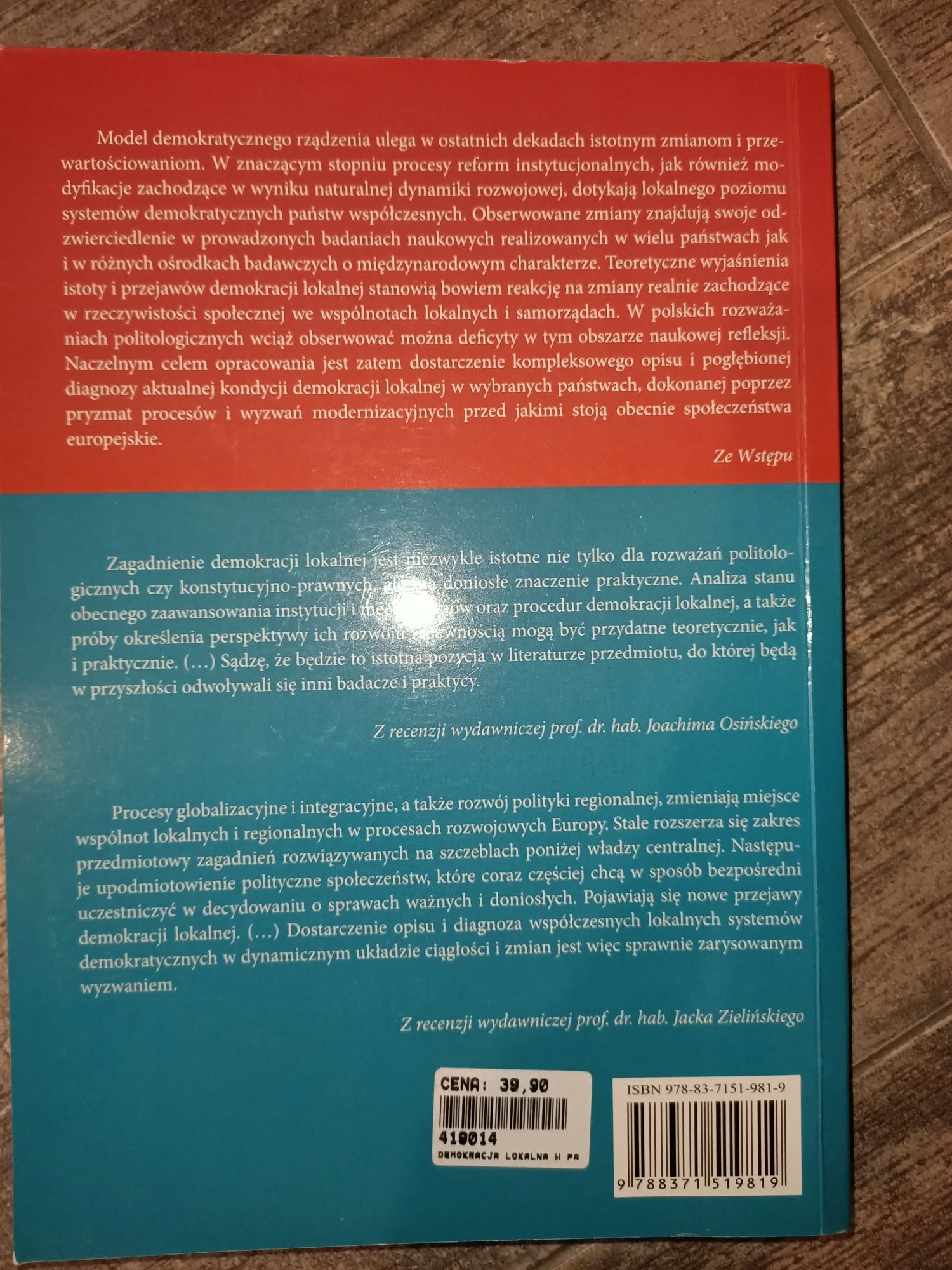 Demokracja lokalna w państwach Europy red. nauk. Bokszczanin, Mirska