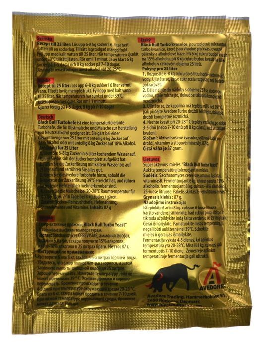 BLACK BULL TURBO 18% drożdże gorzelnicze 50 szt