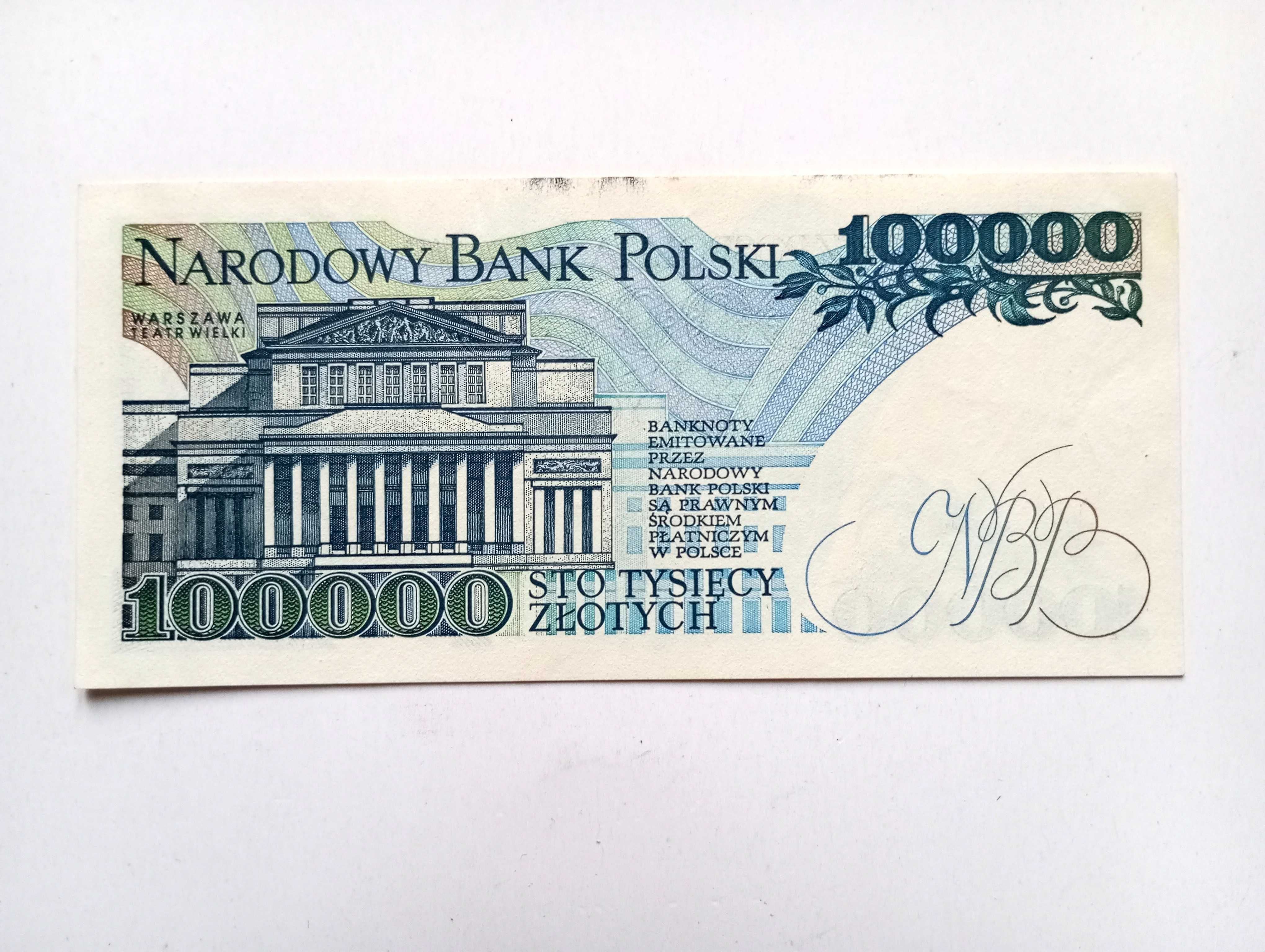100000   zł 1990  - A -  Pierwsza Seria st. UNC-