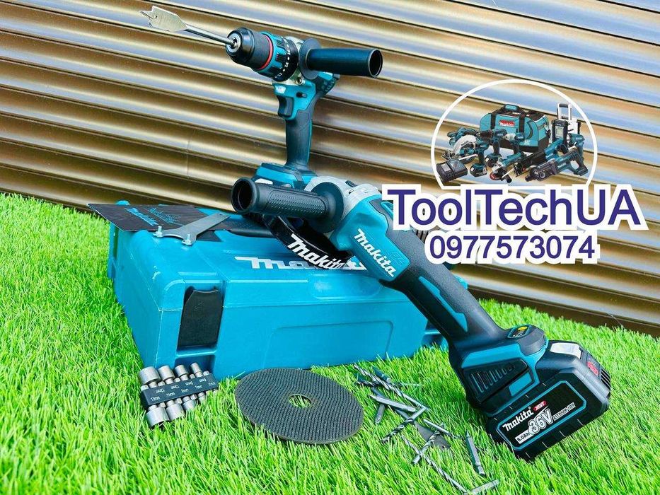 Набор Makita 2/1 Акумуляторний Шуруповерт DHP485XGT Болгарка DGA504XGT