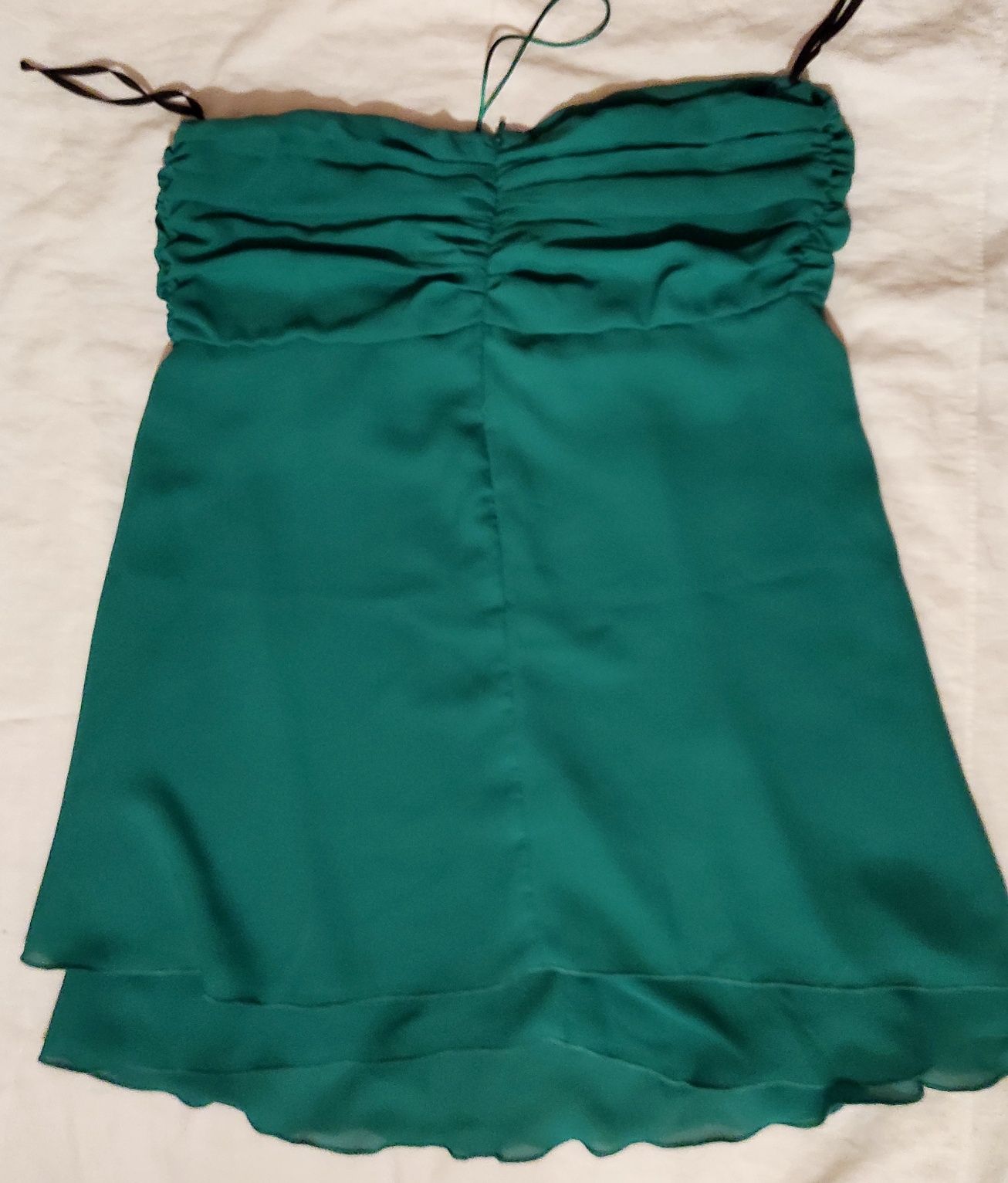 Retro szmaragdowa zieleń sukienka r. 36 38 S M tunika warstwowa H&M