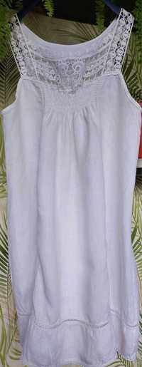 Lniana biała sukienka rozmiar 42