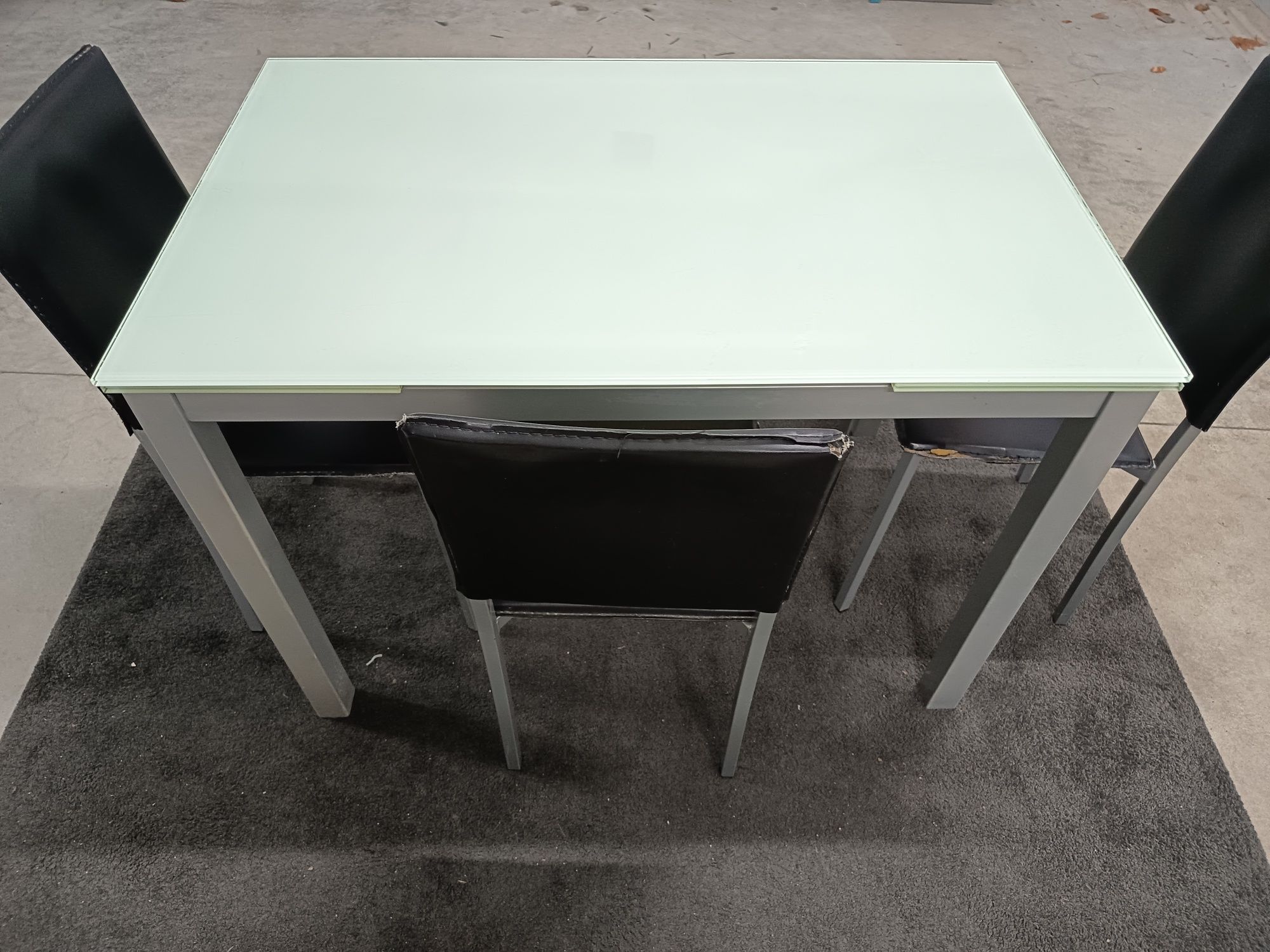 Mesa cozinha extensível em vidro