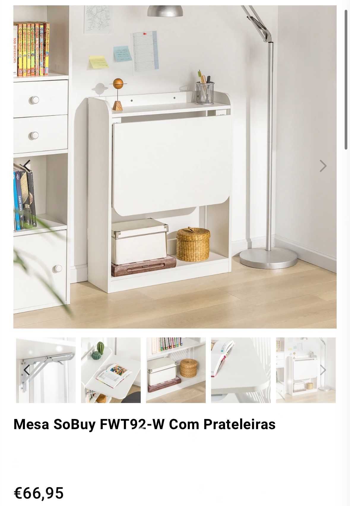 Secretária com Estante Nova (Branco - 58 x 64 x 82 cm)