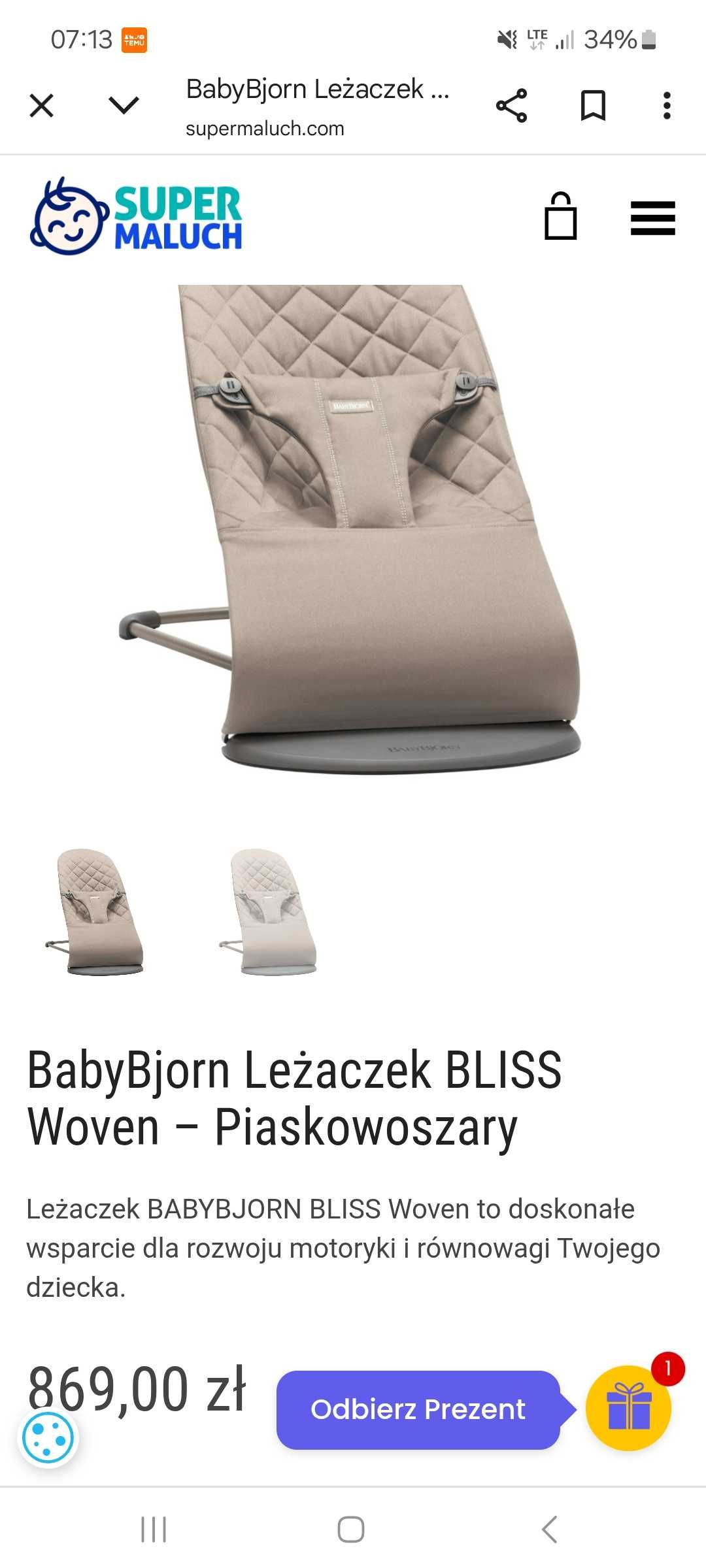 Leżaczek Baby Bjorn