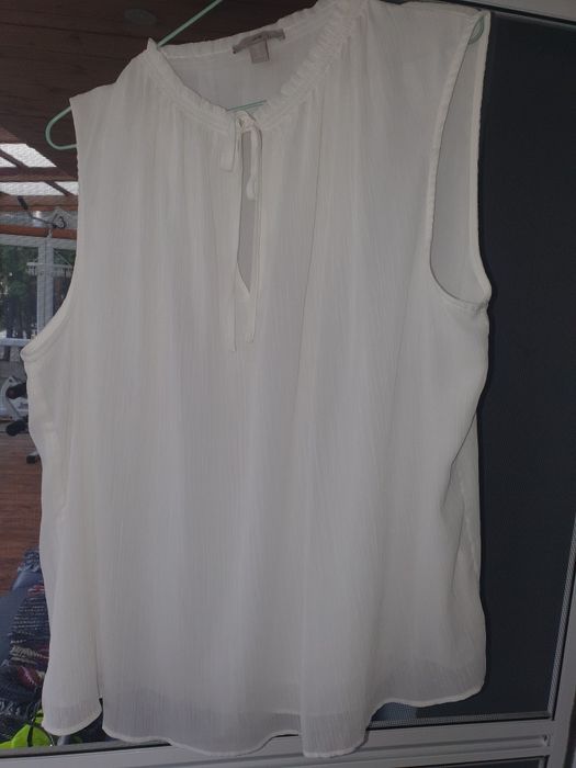 Zwiewna biała bluzka wiązana h&m 44
