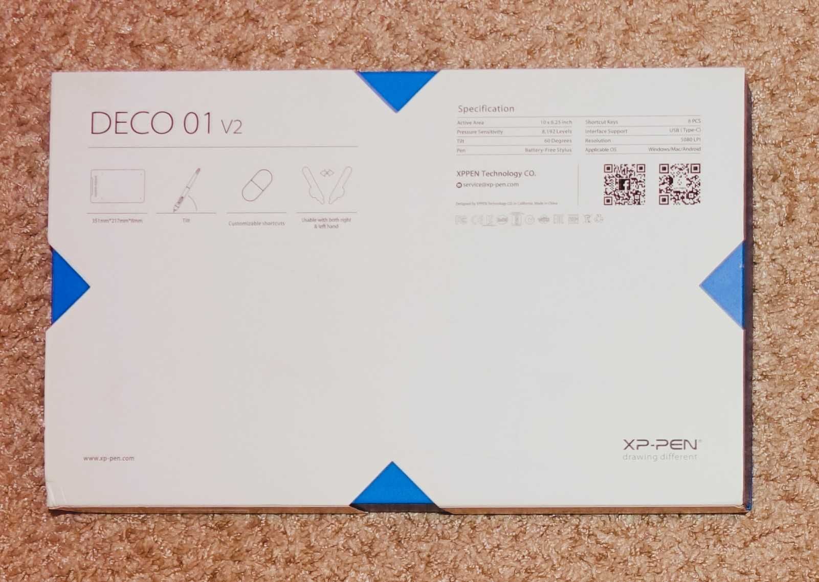 Tablet graficzny XP-PEN Deco 01 v2 + etui neoprenowe, jak nowy