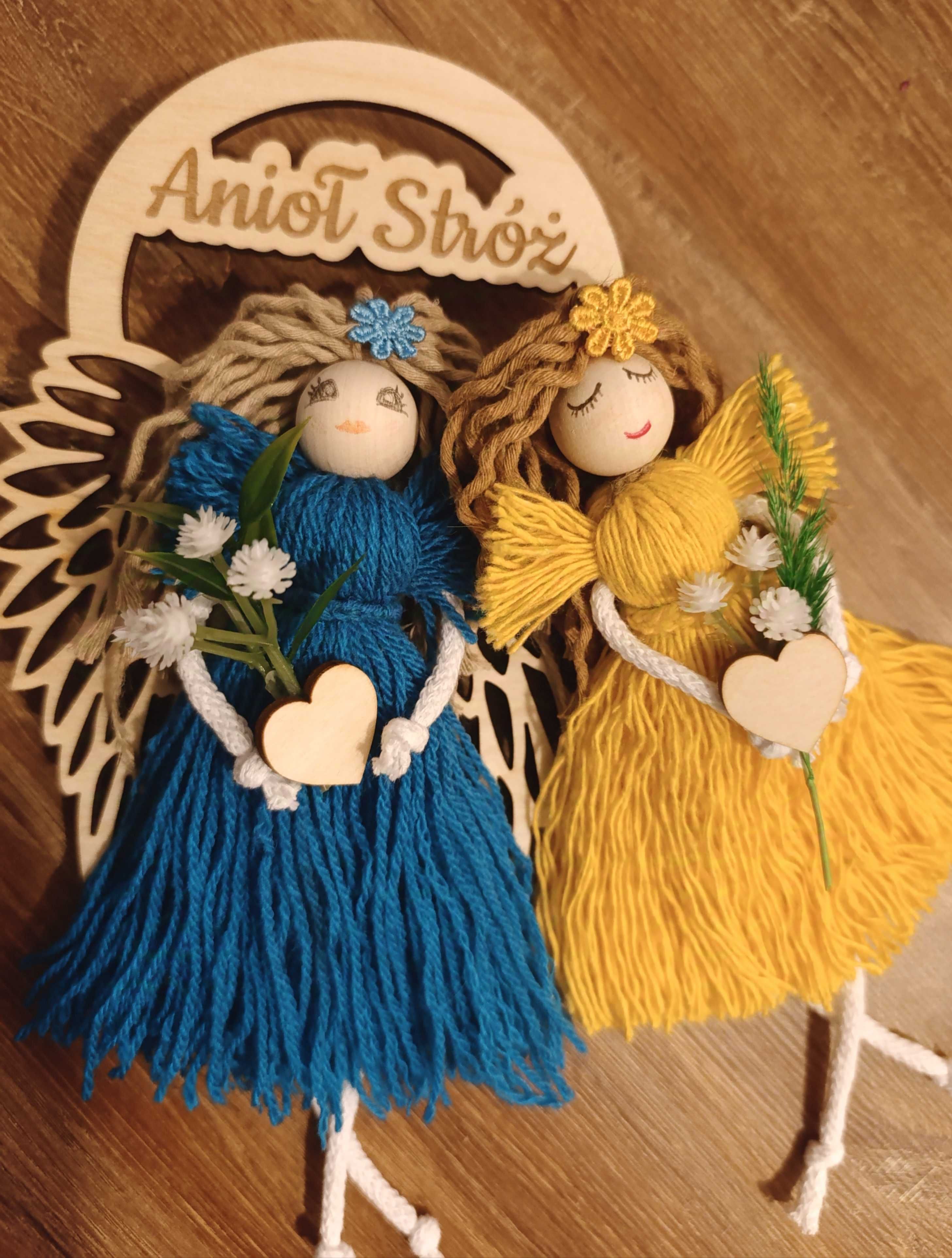 Anioł stróż prezent dzień mamy babci dziadka kwiaty handmade