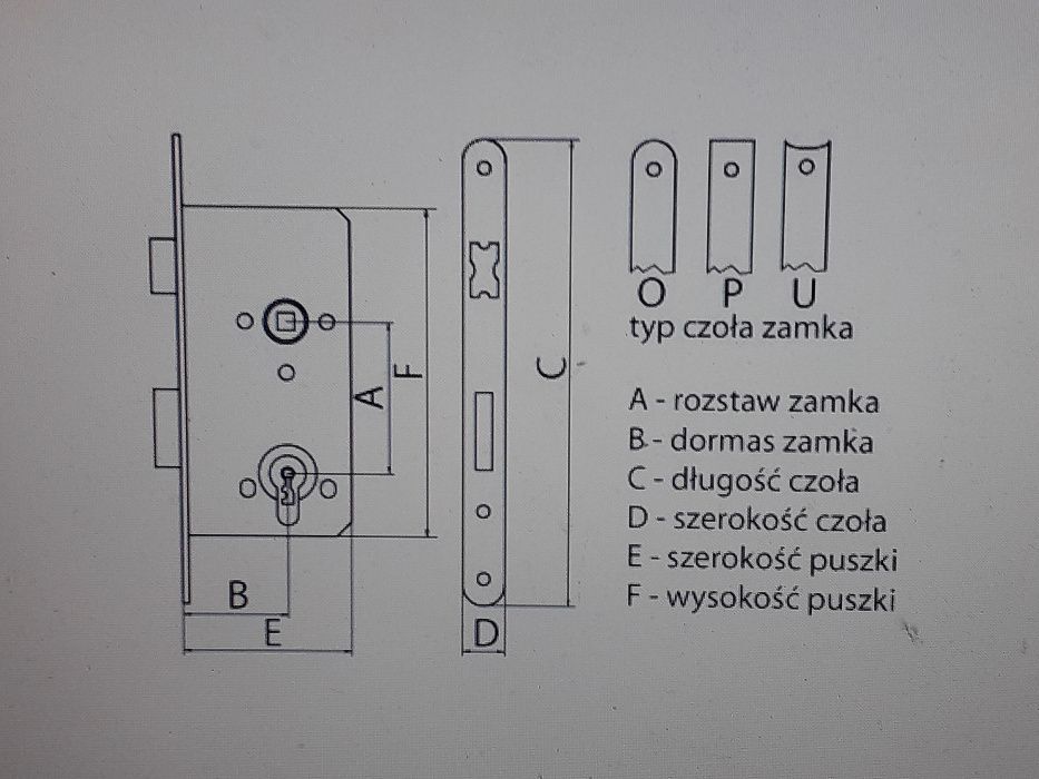 Zamek wpuszczany 72/60 prawy na klucz