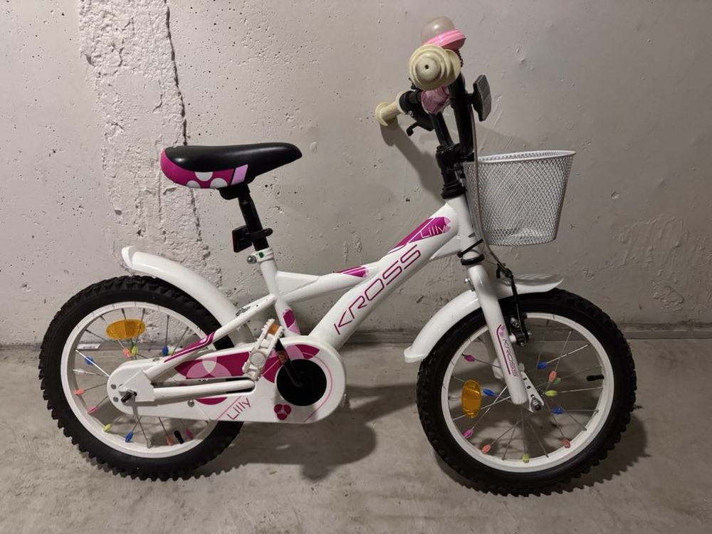 Kross Lilly rower dziewczęcy 16” plus boczne kółka i uchwyt