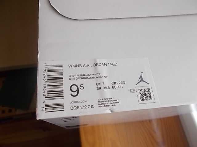 (r 41 /26,5 cm) Nike Jordan 1 Mid Light Smoke Grey Women's BQ6472,-015