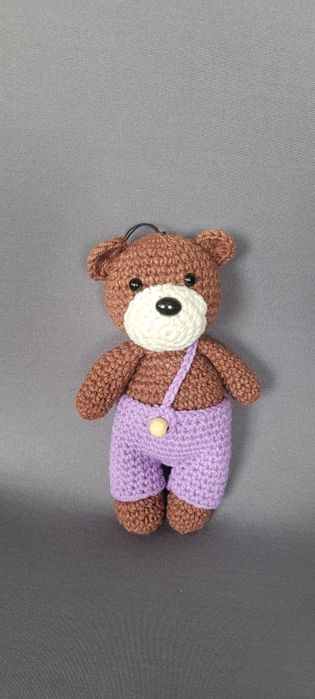 Miś na szydełku, brelok, maskotka